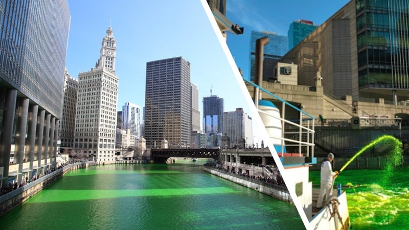 Cómo queda el rio verde en Chicago por San Patricio