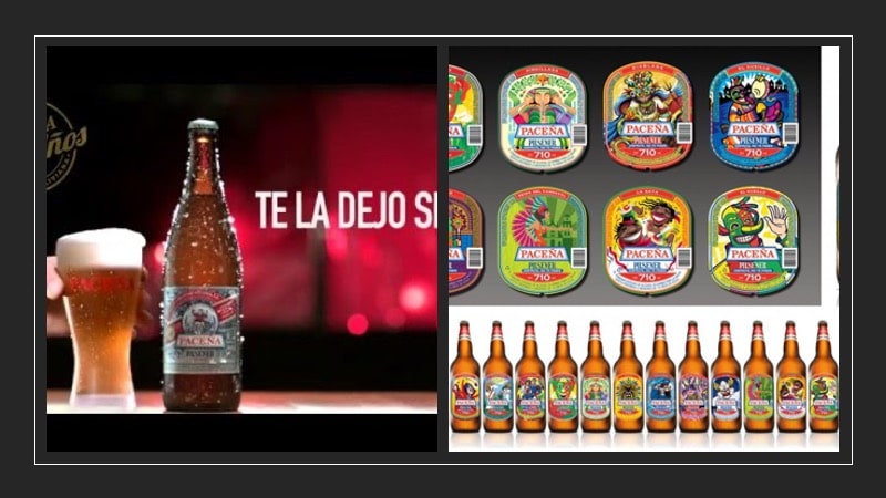 Variedad de etiquetas en la historia de la cerveza Paceña